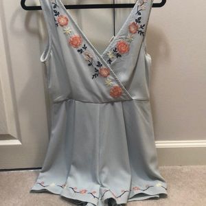 Mint green floral romper